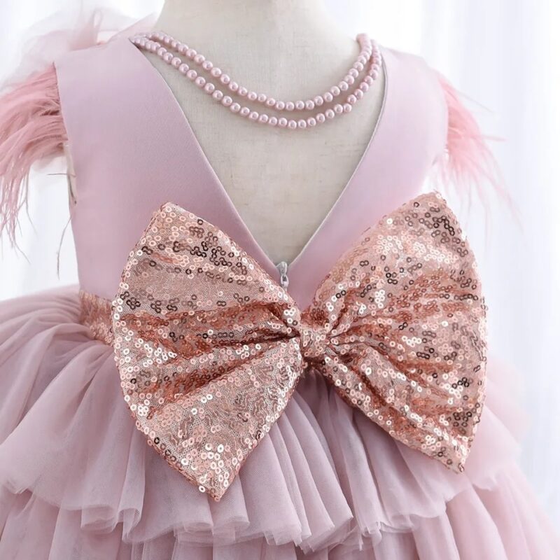 Elegant  Tulle Sequined Bow Party Dress - Image 2
