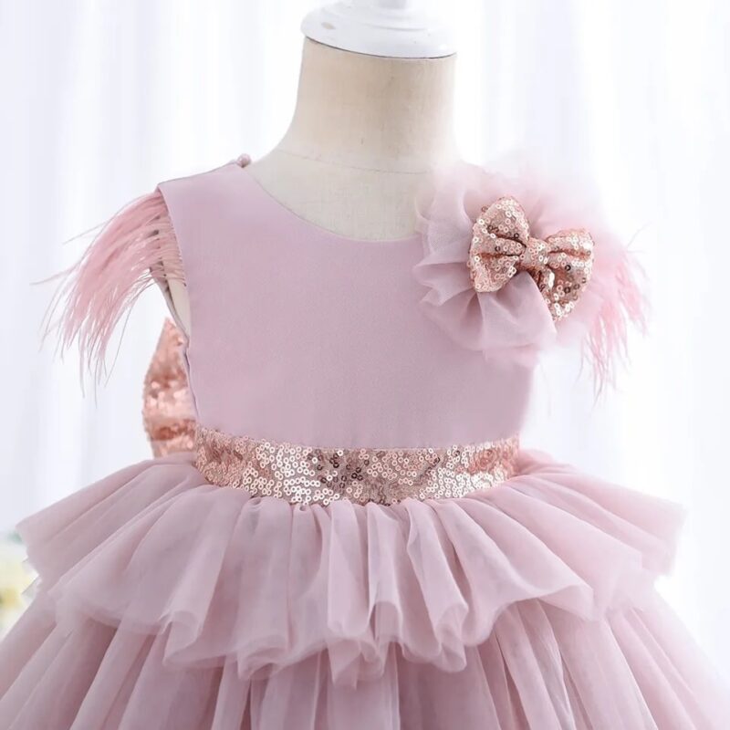 Elegant  Tulle Sequined Bow Party Dress - Image 4