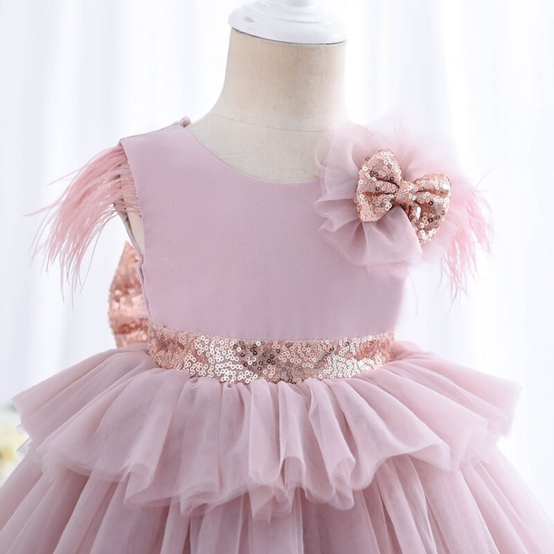 Elegant  Tulle Sequined Bow Party Dress - Image 7