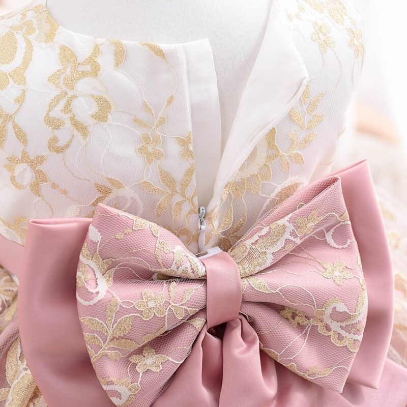 Little Golden Lace Baby Party Dress - Image 2