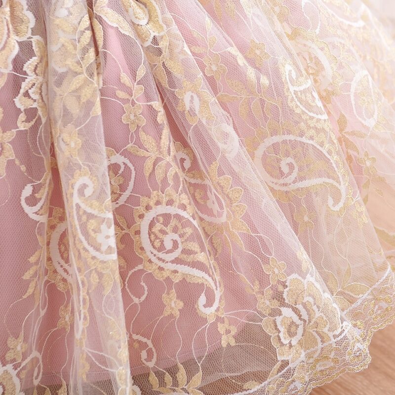 Little Golden Lace Baby Party Dress - Image 4