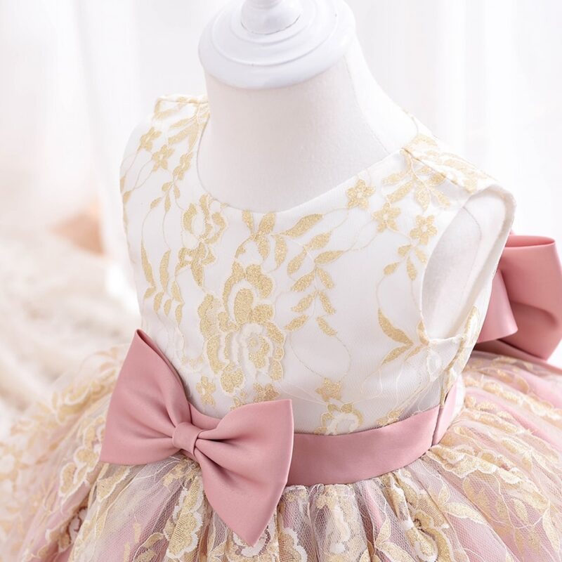 Little Golden Lace Baby Party Dress - Image 5
