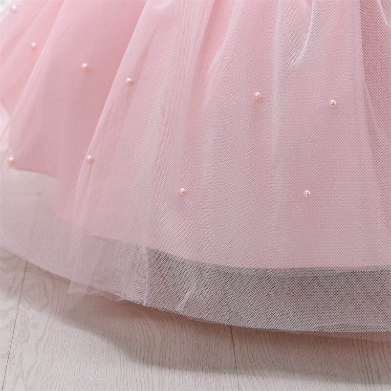 Ruffled Pearl Pastel Pink Baby Party Dress - Image 2
