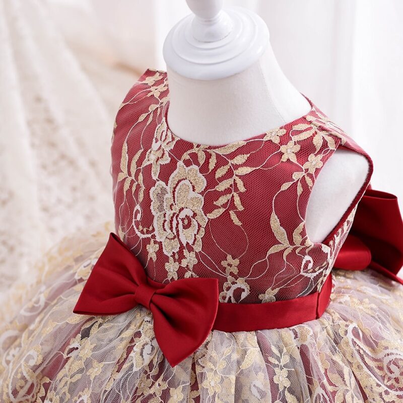 Little Golden Lace Baby Party Dress - Image 2