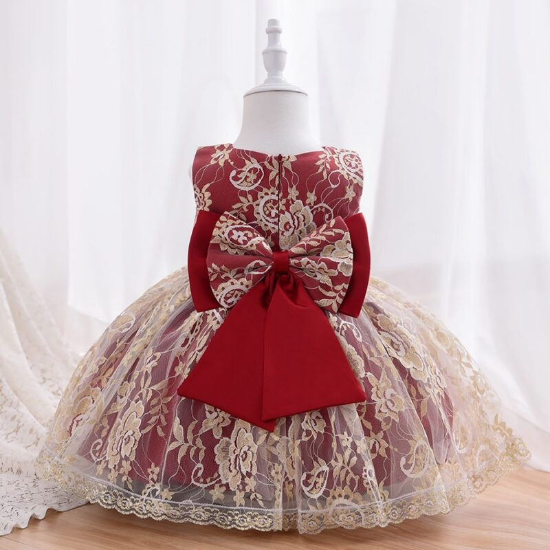 Little Golden Lace Baby Party Dress - Image 6
