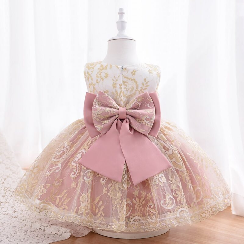 Little Golden Lace Baby Party Dress - Image 7