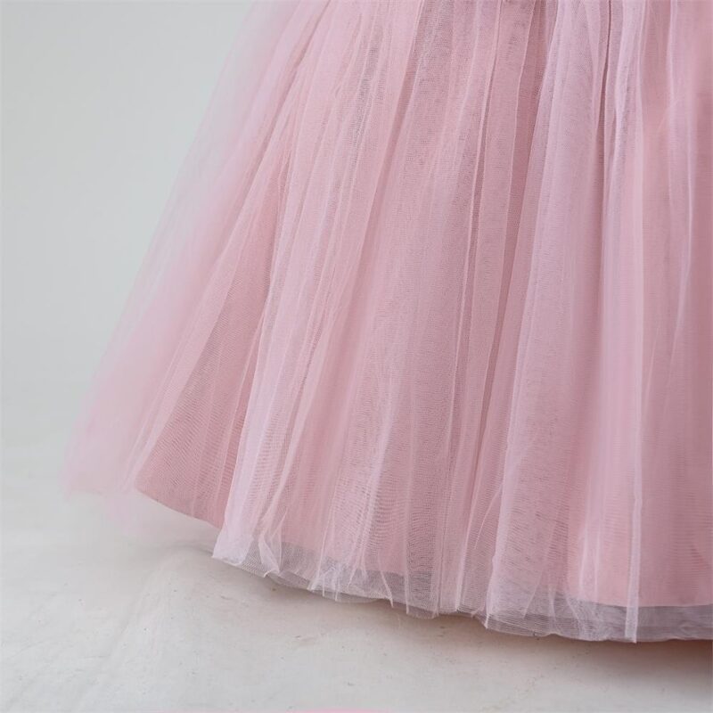 Elegant Tulle Dress with Feathered Sleeves and Matching bag girls party dress - Image 3
