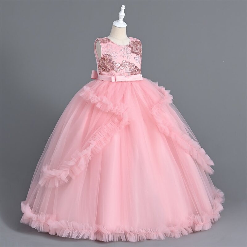 Elegant Pink Dress with Gold Embroidery and Sequins - Image 3