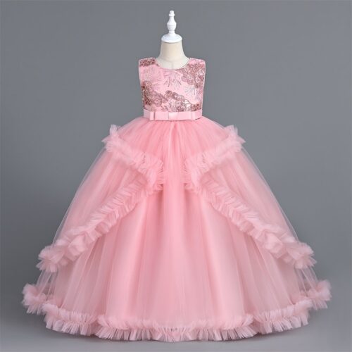 Elegant Pink Dress with Gold Embroidery and Sequins