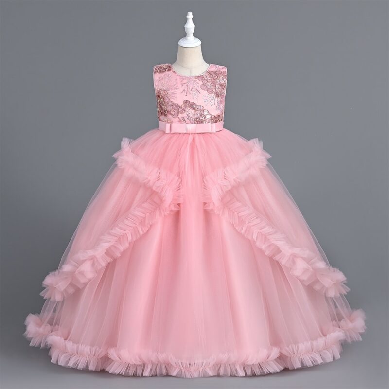 Elegant Pink Dress with Gold Embroidery and Sequins
