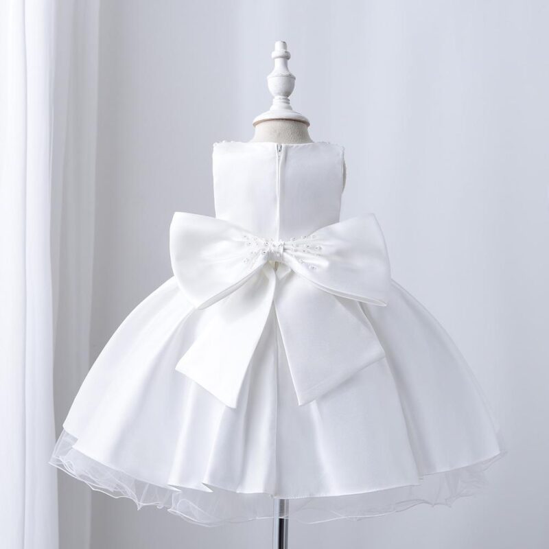 Little Princess Pearl Puffy Party Dress With Headband - Image 2