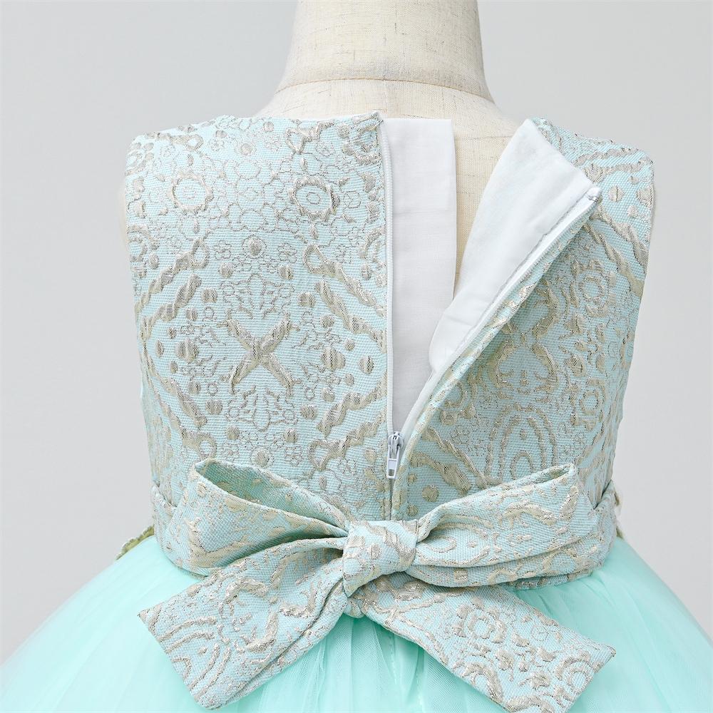 Light Green And Gold Jacket & Bag Girls Specials Occasions Dress - Image 3