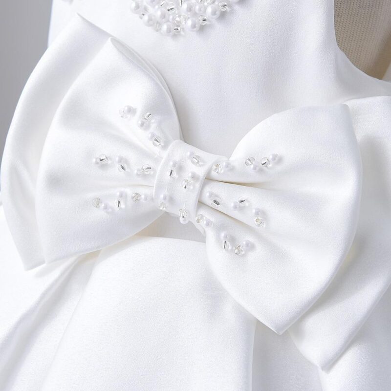 Little Princess Pearl Puffy Party Dress With Headband - Image 4