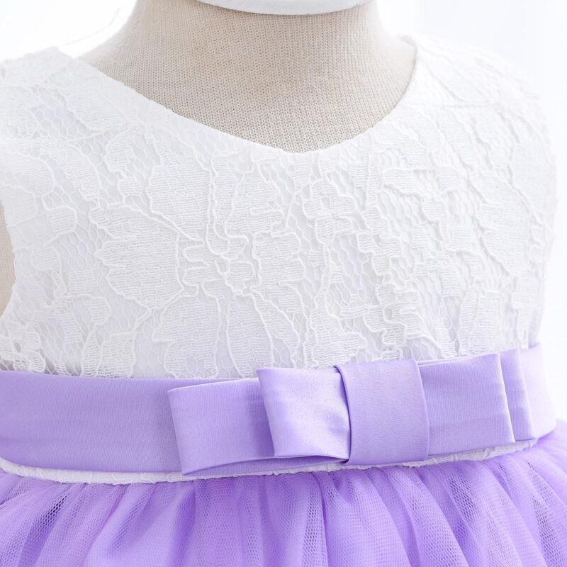 Elegant Lavender And White Little Baby Princess Party Dress - Image 2