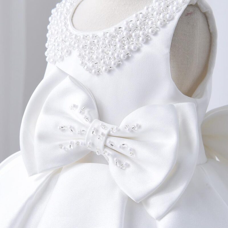 Little Princess Pearl Puffy Party Dress With Headband - Image 7