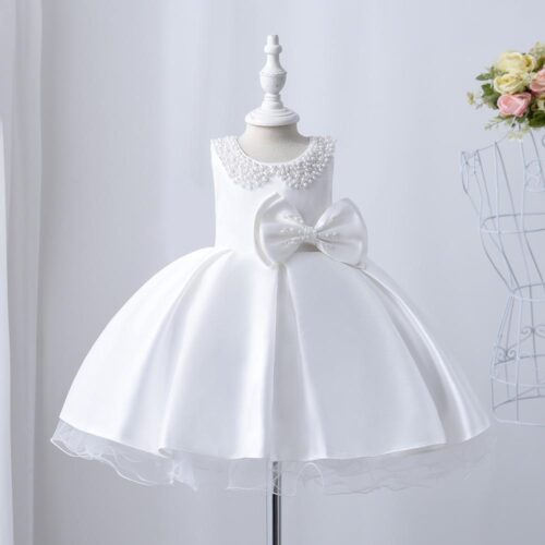 Little Princess Pearl Puffy Party Dress With Headband