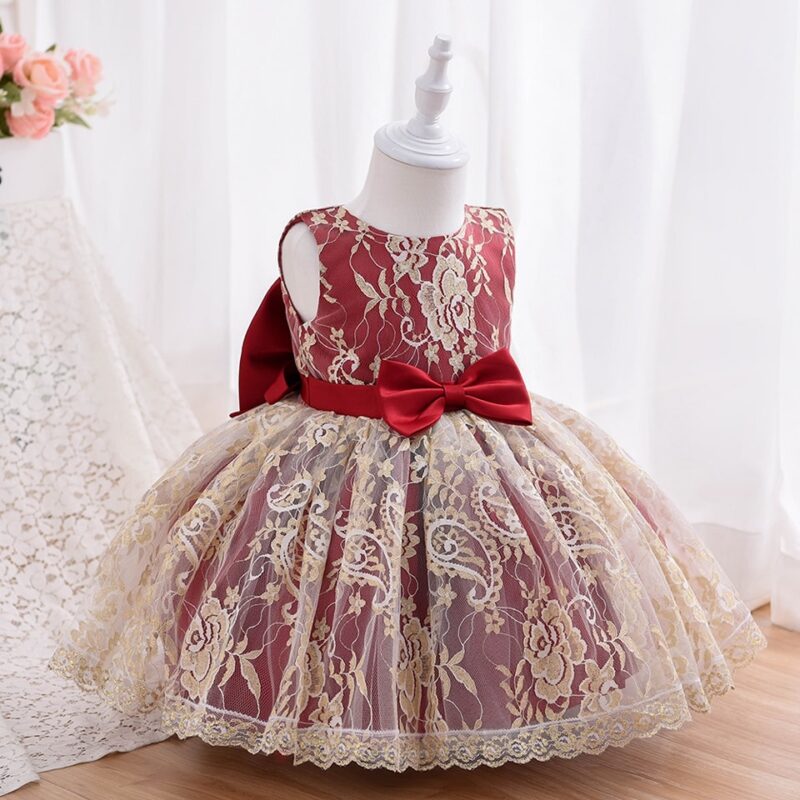 Little Golden Lace Baby Party Dress