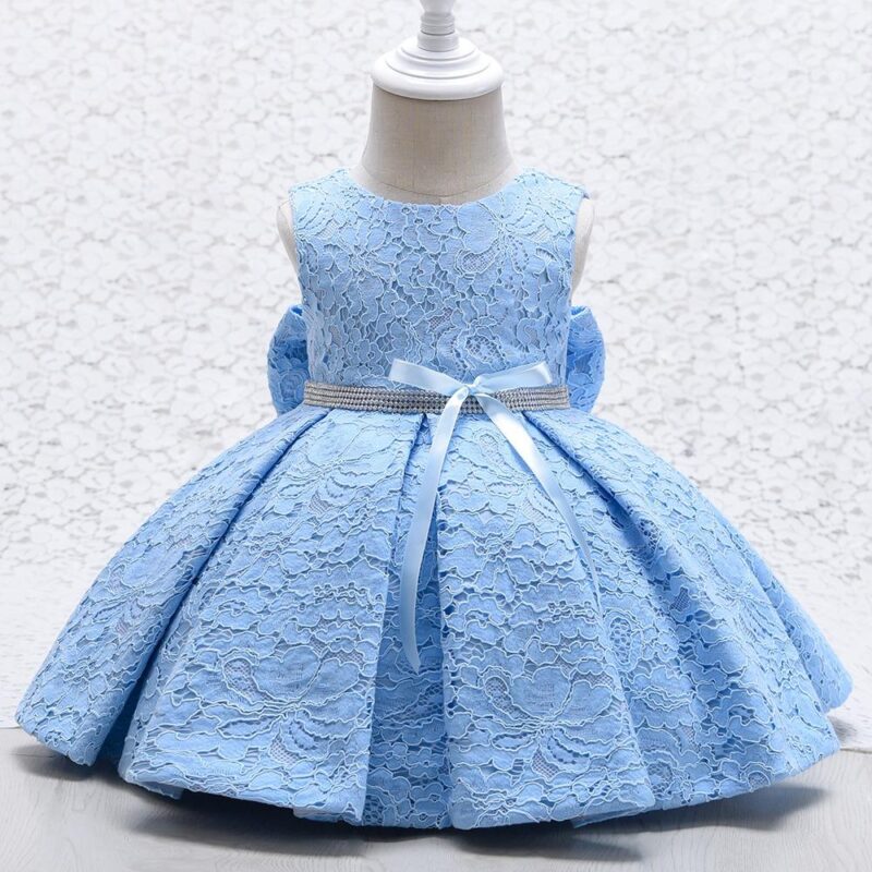 Little Princess Blue Lace Baby Party Dress - Image 3