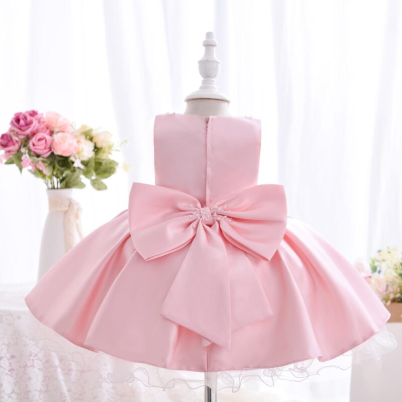 Little Princess Pearl Puffy Party Dress With Headband - Image 3
