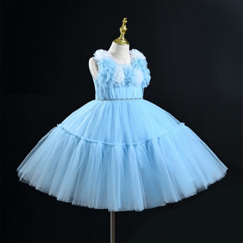 Light Blue Princess Party Dress With Headband - Image 2