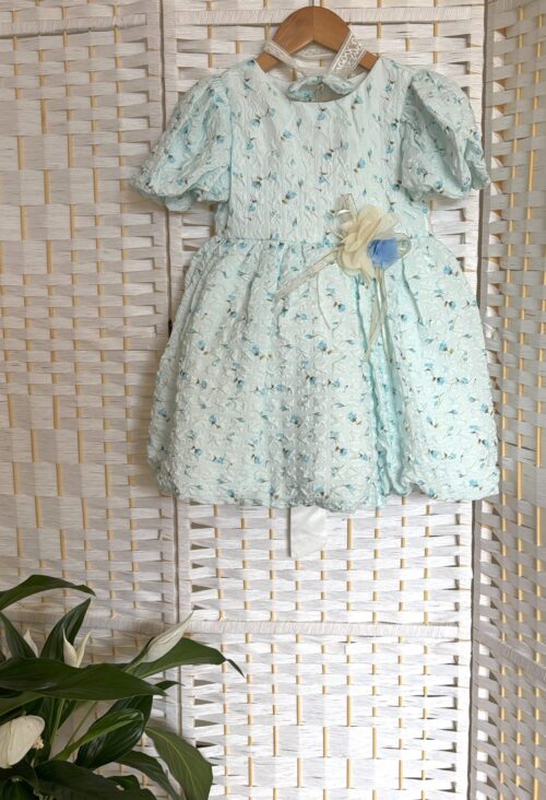 Charming Floral Baby Dress Light Blue