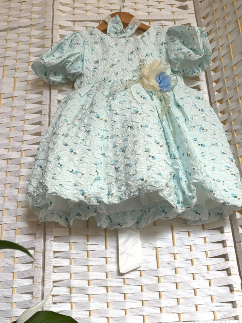 Charming Floral Baby Dress Light Blue - Image 3