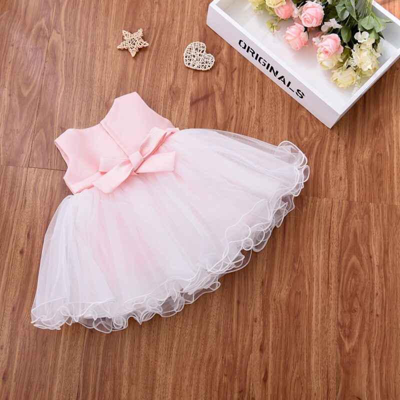 Charming Pink Tulle Baby Party Dress With Big Bow - Image 2