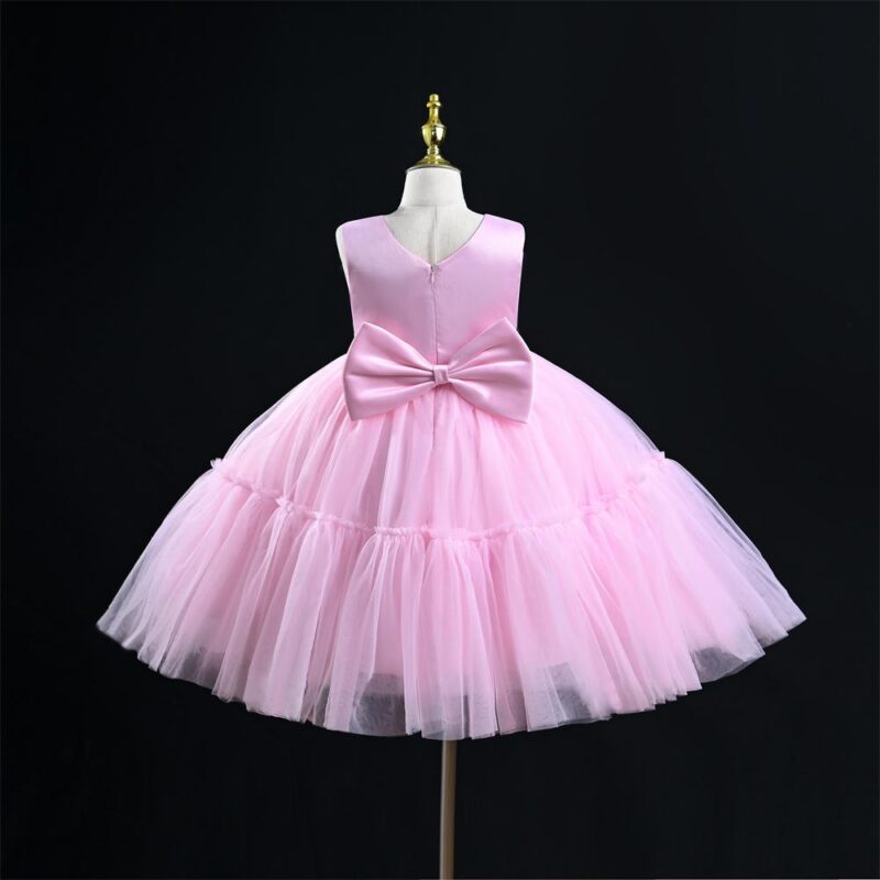 Little Princess Pink Tulle Party  Dress With Headband - Image 3