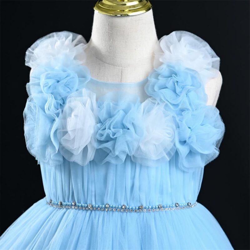 Light Blue Princess Party Dress With Headband - Image 4