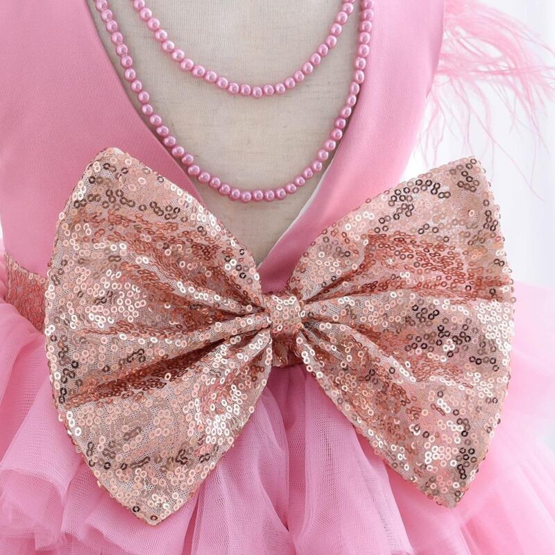 Elegant  Tulle Sequined Bow Party Dress - Image 6