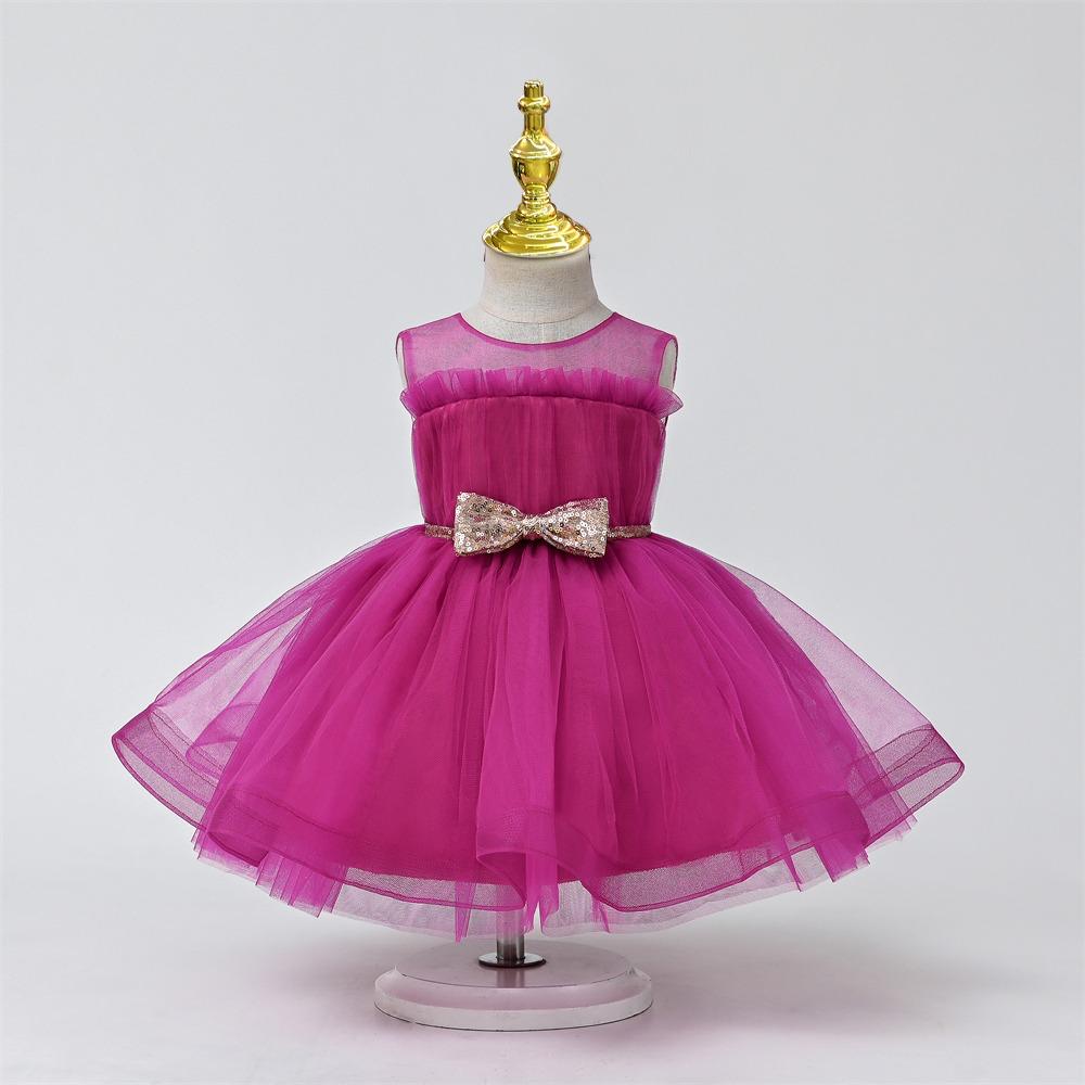 Pinkish-Purple Baby Party Dress With Headband - Image 7