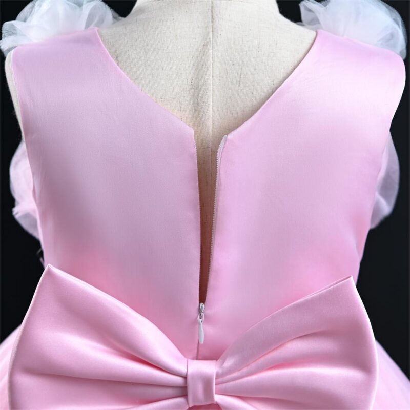 Little Princess Pink Tulle Party  Dress With Headband - Image 4
