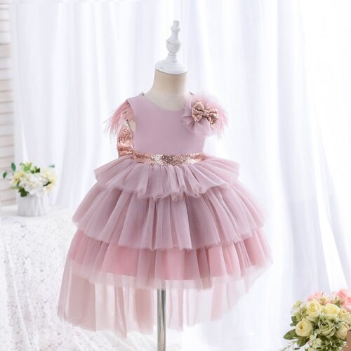 Elegant  Tulle Sequined Bow Party Dress