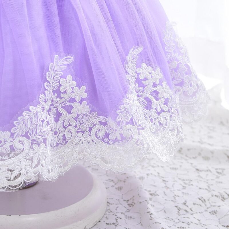 Elegant Lavender And White Little Baby Princess Party Dress - Image 4