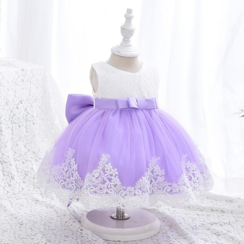 Elegant Lavender And White Little Baby Princess Party Dress - Image 5