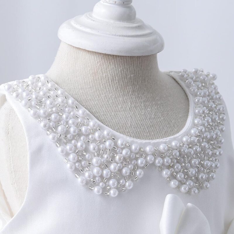 Little Princess Pearl Puffy Party Dress With Headband - Image 8