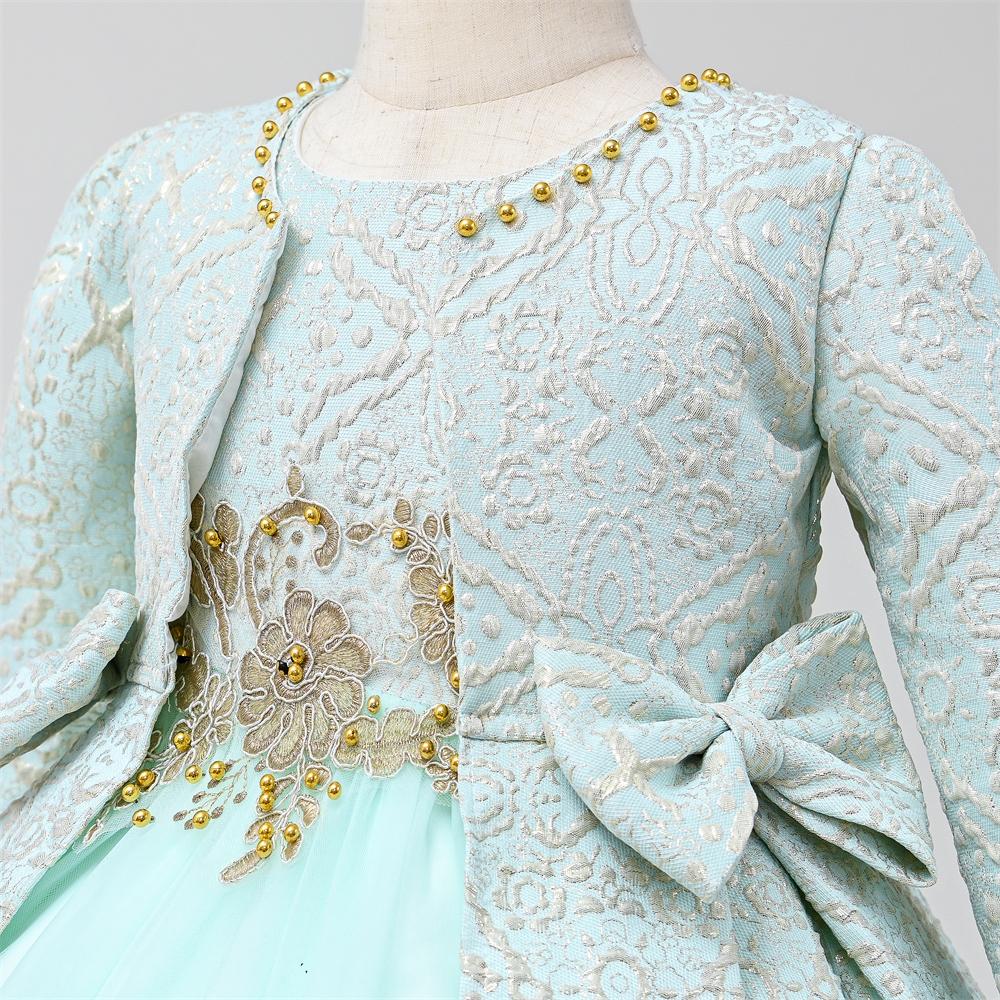 Light Green And Gold Jacket & Bag Girls Specials Occasions Dress - Image 7