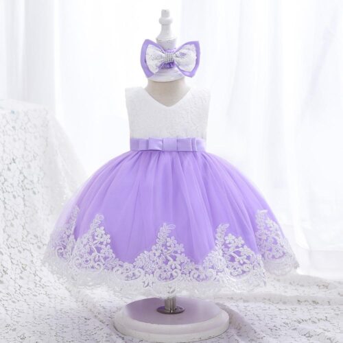 Elegant Lavender And White Little Baby Princess Party Dress
