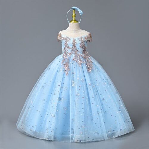 Elegant Light Blue party dress with headband
