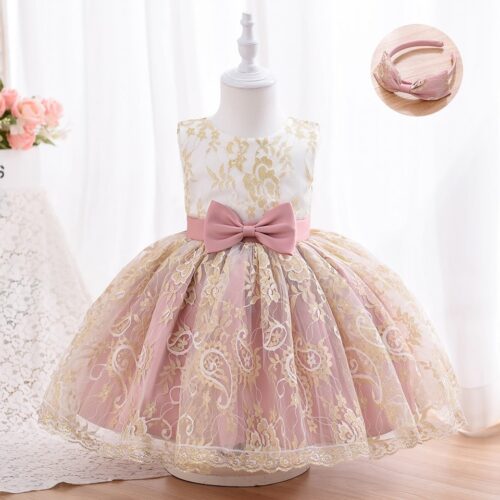 Little Golden Lace Baby Party Dress
