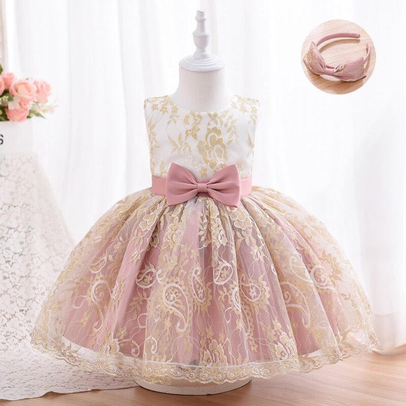 Little Golden Lace Baby Party Dress