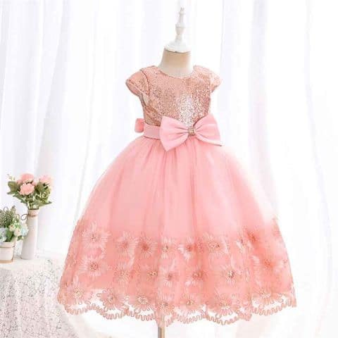 Pink Tulle Party Dress with Sequin Bodice